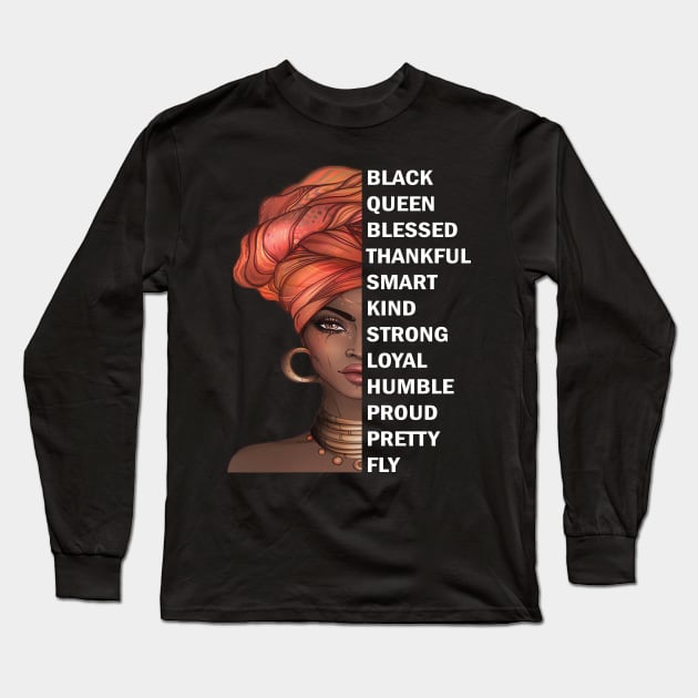 African American T-Shirt Black Queen Long Sleeve T-Shirt by LCQueen